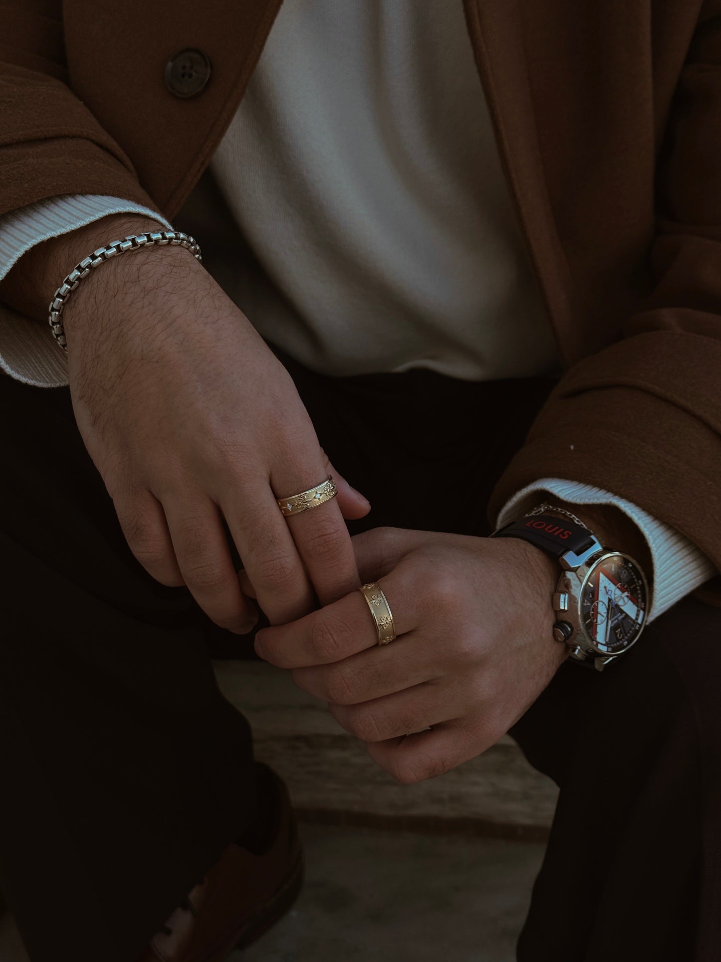 14k Solid Gold Band, Fleur De Lis Ring