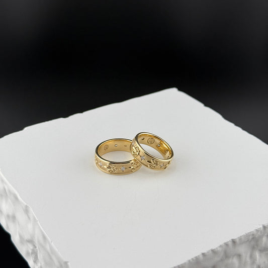 14k Solid Gold Band, Fleur De Lis Ring, Lab Grown Diamonds