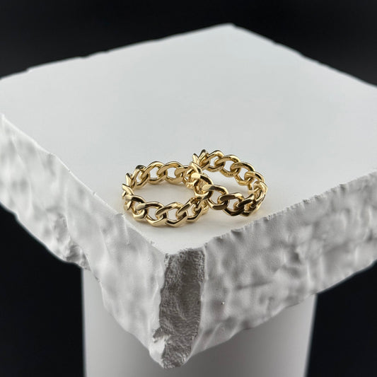 14k Gold, Cuban Link Ring