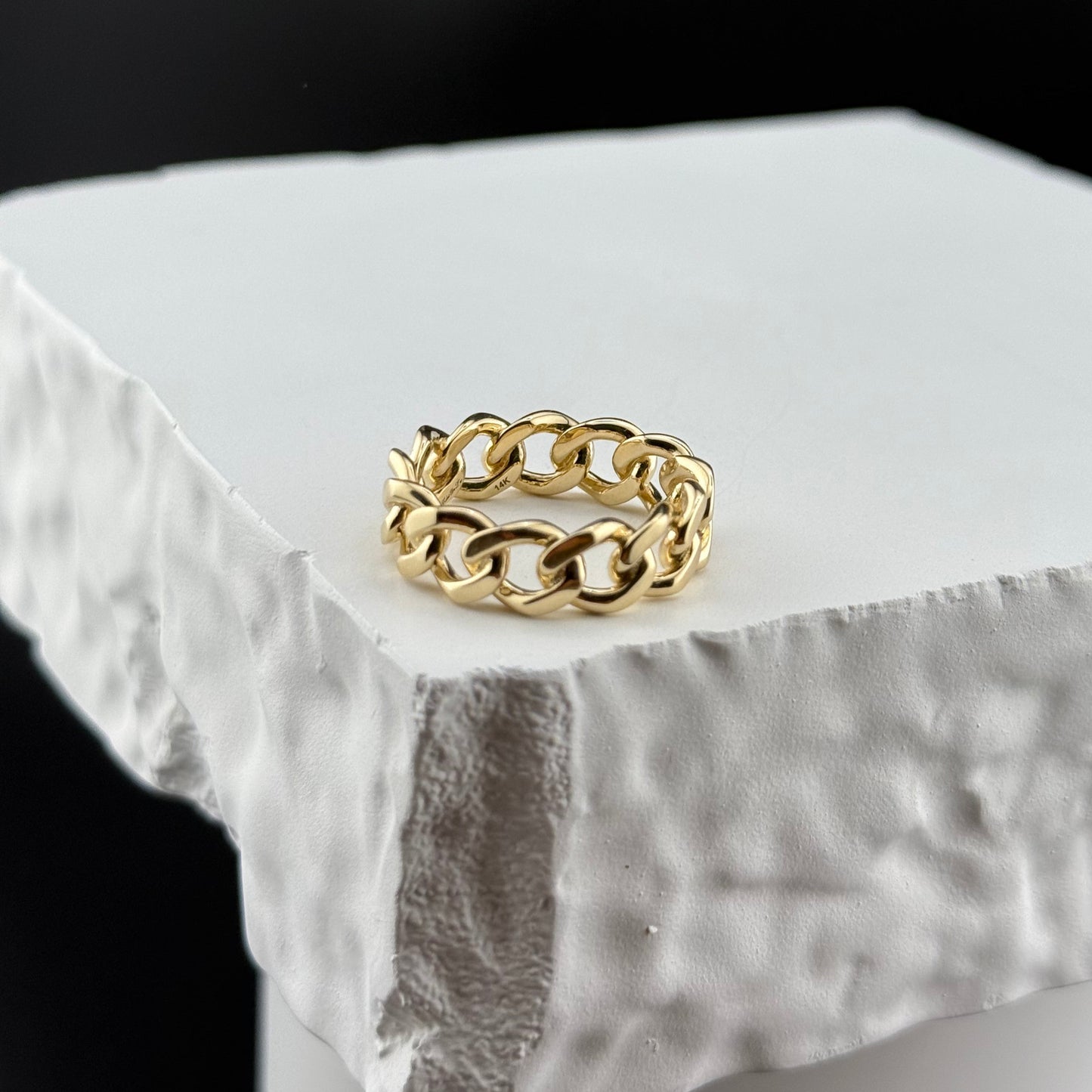 14k Gold, Cuban Link Ring