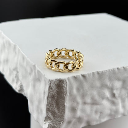 14k Gold, Cuban Link Ring
